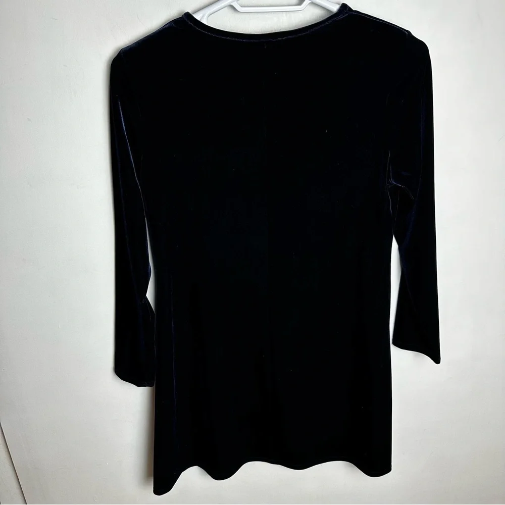 Vintage 90s Velvet Mini Dress Women's Size 14 Velour Long Sleeved Blue Black